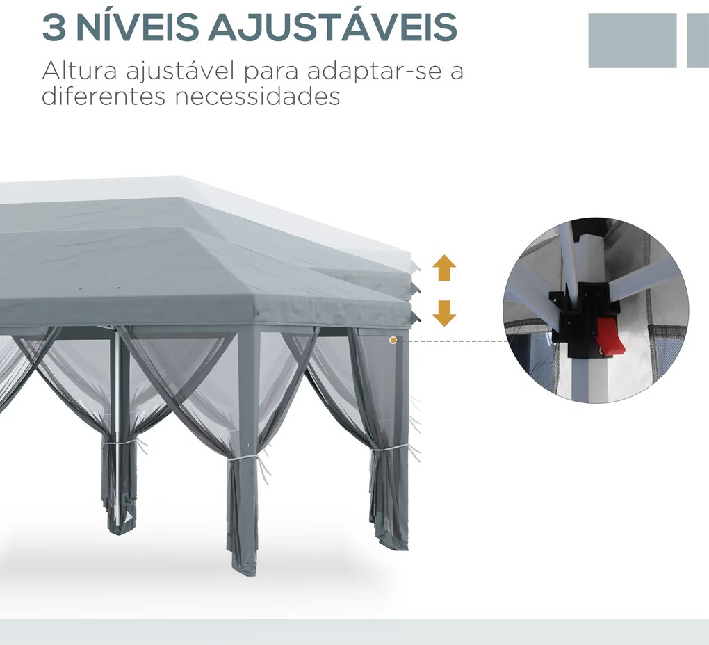 Tenda Dobrável 585x295x270 cm Tenda de Jardim com 6 Mosquiteiros Bolsa