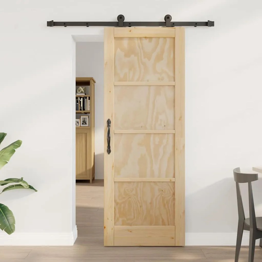 Porta Deslizante com Conjunto de Ferragens 'ORKDAL'de Madeira Maciça d