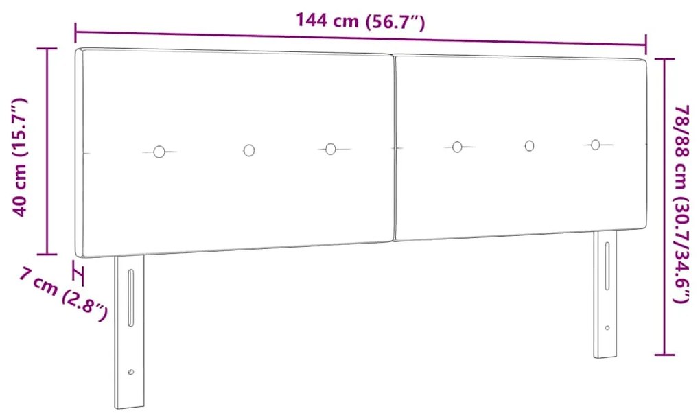 Cabeceira vidaXL Button Tufted Rosa 140 cm Veludo