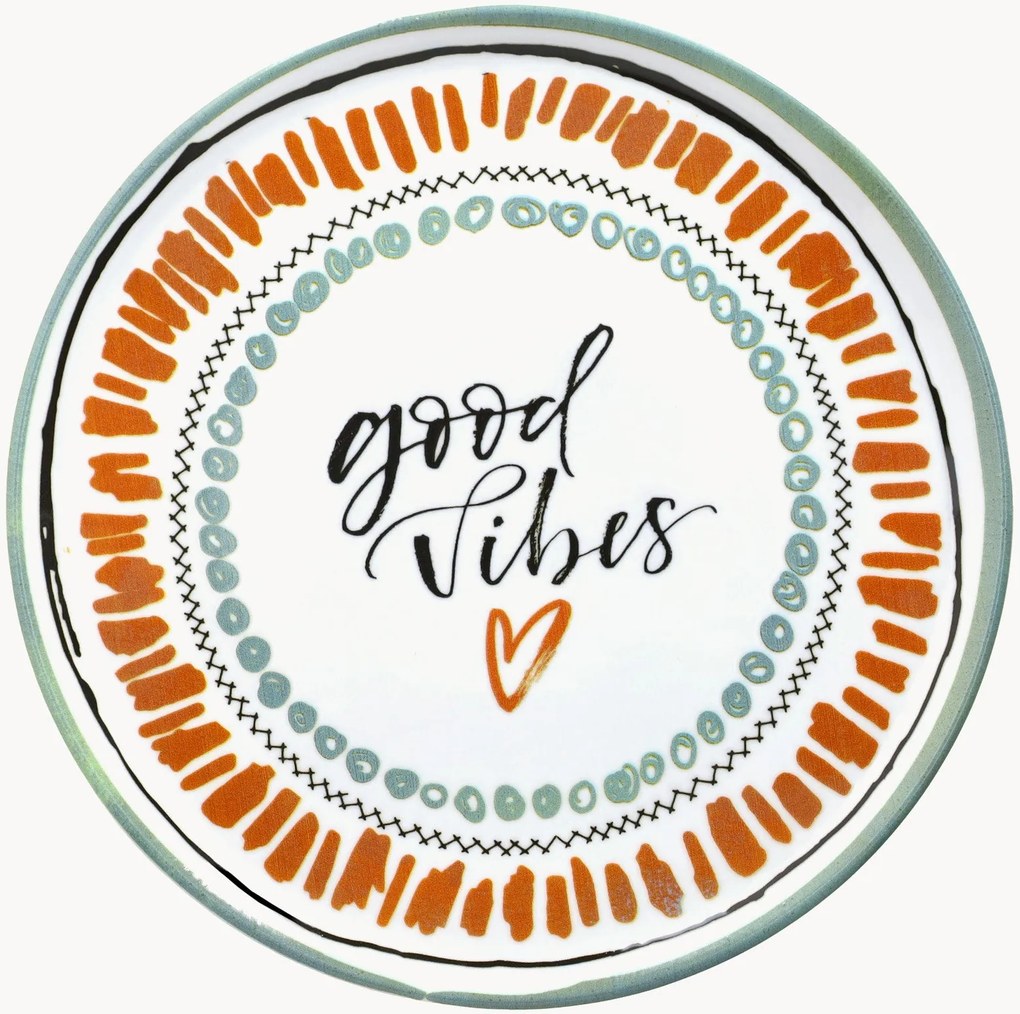 Pratos de pizza em porcelana Good Vibes, conjunto de 6