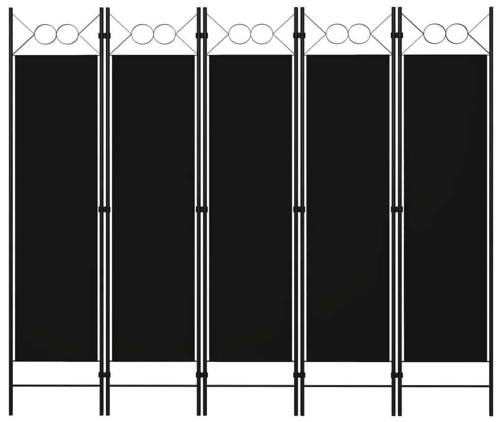 Divisória de quarto com 5 painéis 200x180 cm preto