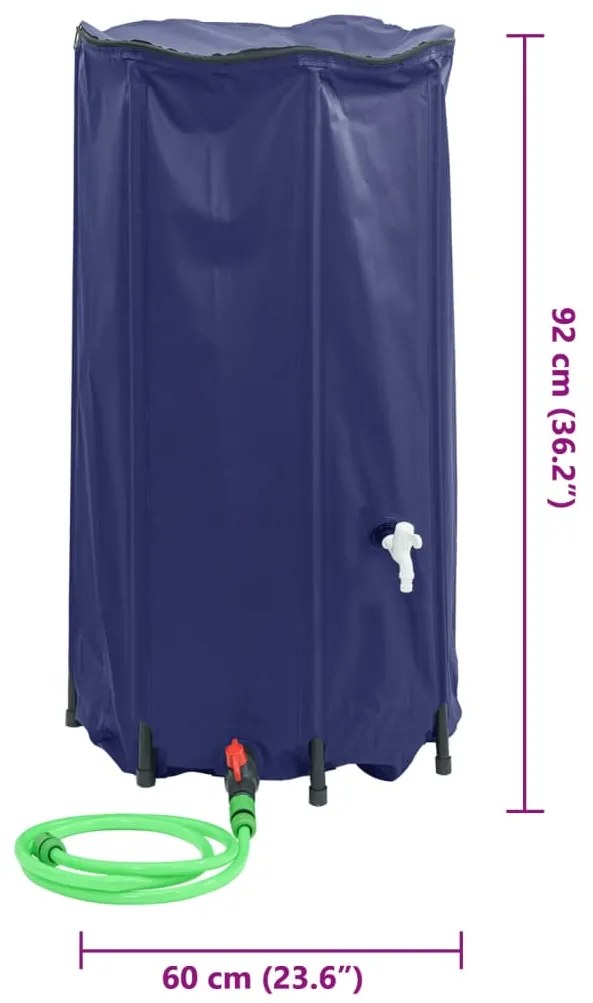 Depósito de água dobrável com torneira 250 L PVC