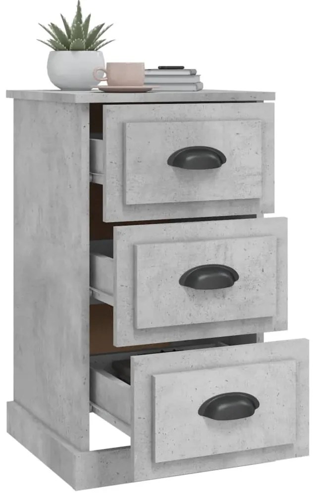 Mesa de cabeceira 39x39x67 cm derivados madeira cinza cimento