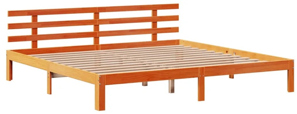 Estrutura cama c/ cabeceira 180x200cm pinho maciço castanho-mel