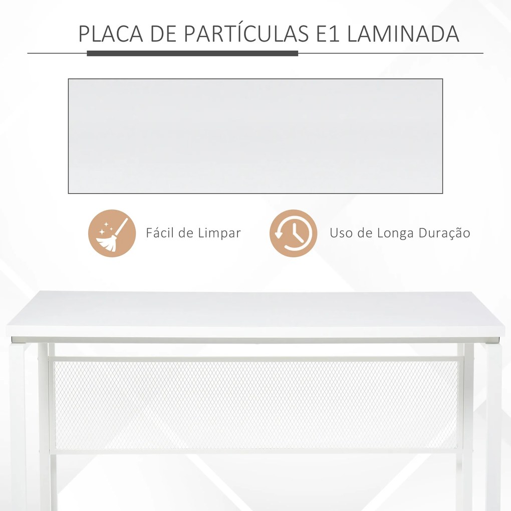 Secretária multifuncional estável com pés ajustáveis ​​ 135x60x75 cm Branco