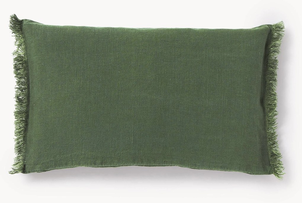 Capa de almofada em linho com franjas Luana