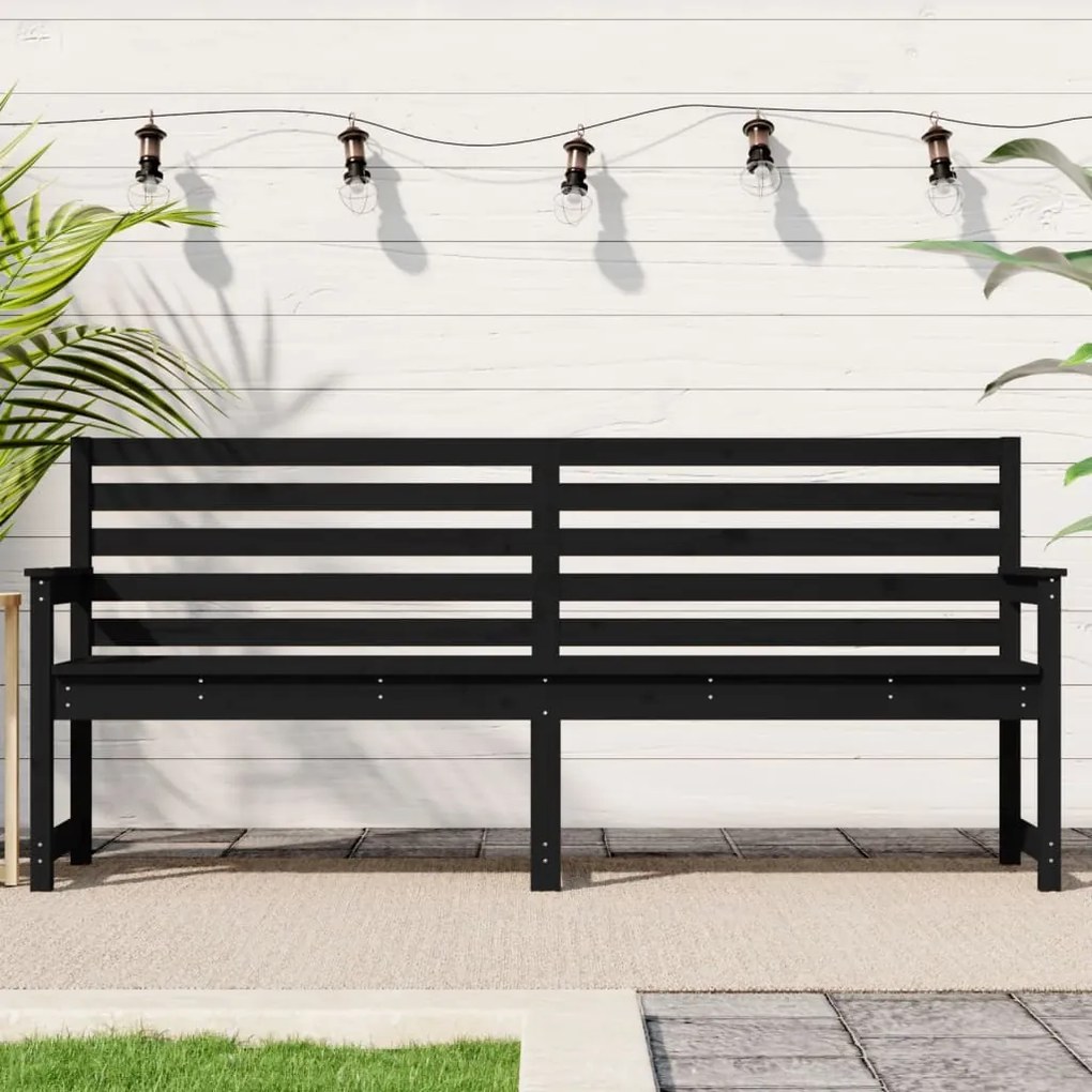 vidaXL Banco de jardim 203,5x48x91,5 cm madeira de pinho maciça preto