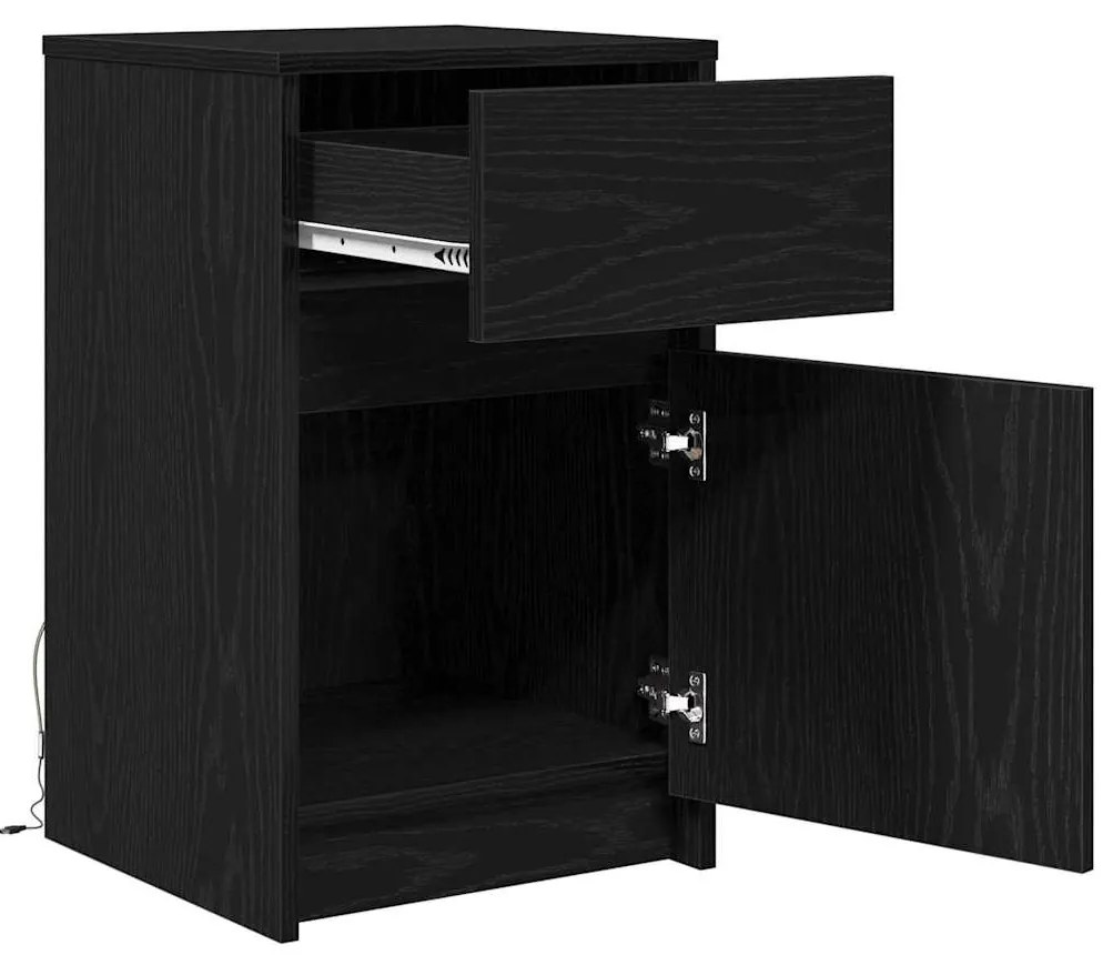 Criado-mudo LED Carvalho preto 38 x 34 x 61 cm Aglomerado