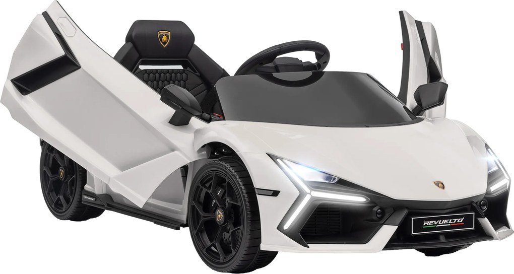 AIYAPLAY Carro Elétrico para Crianças Carro Lamborghini Revuelto com Bateria 12V  Faróis LED e Música 105x60x40 cm Branco | Aosom Portugal