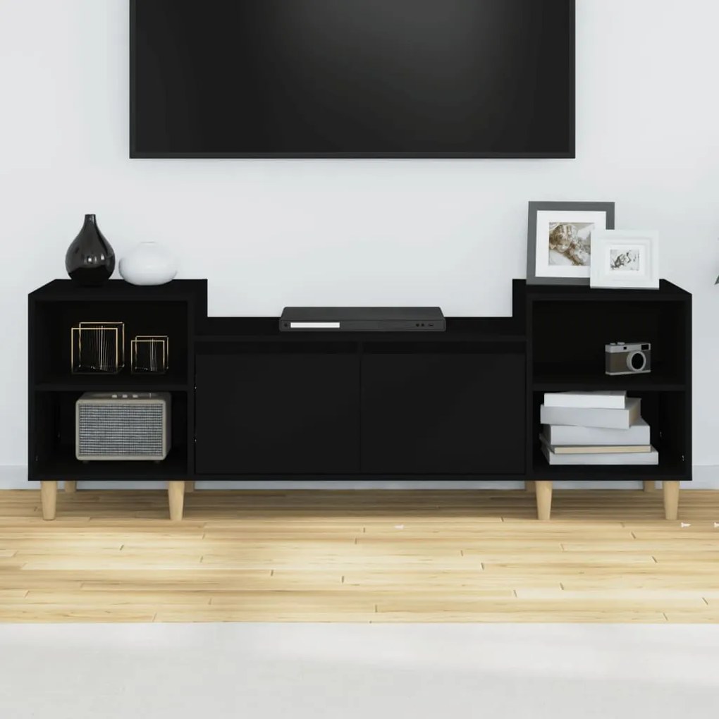 Móvel de TV 160x35x55 cm derivados de madeira preto