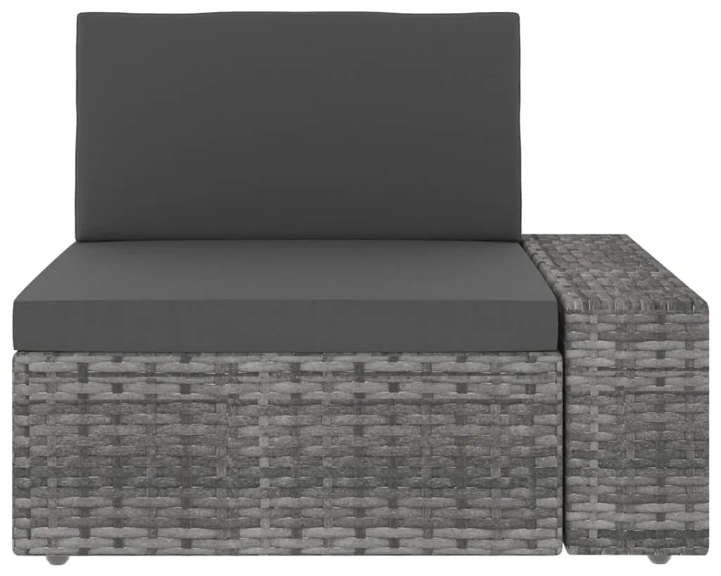 5 pcs conjunto lounge de jardim vime PE cinzento