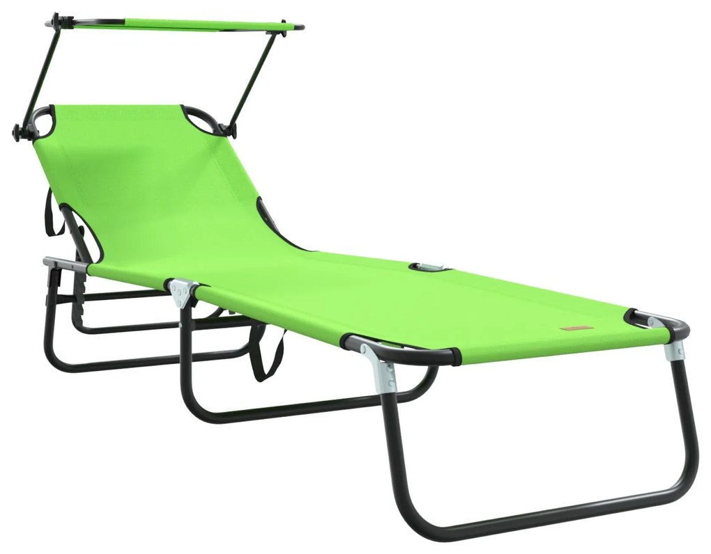 Espreguiçadeiras Dobráveis 2 pcs com Toldo Verde Tecido Oxford 600D