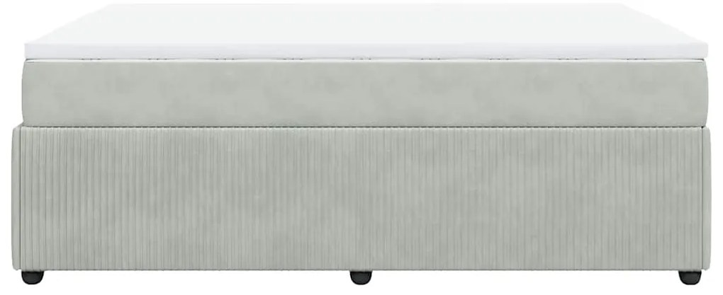 Cama com molas/colchão 160x200 cm veludo cinzento-claro