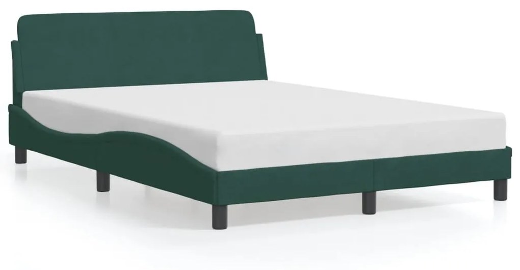 Estrutura de cama c/ cabeceira 120x200 cm veludo verde-escuro