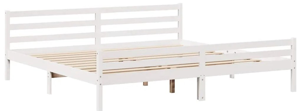 Cama sem colchão 180x200 cm madeira de pinho maciça branco