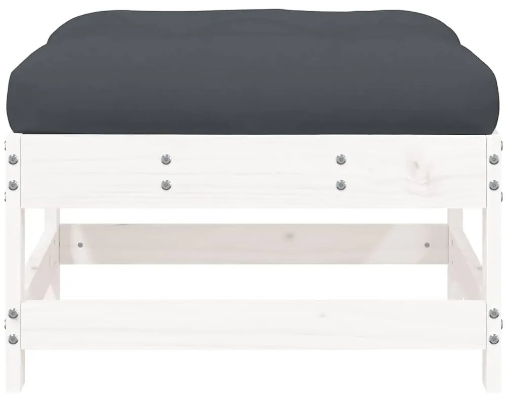 Apoios de pés p/ jardim c/ almofadões 2 pcs pinho maciço branco