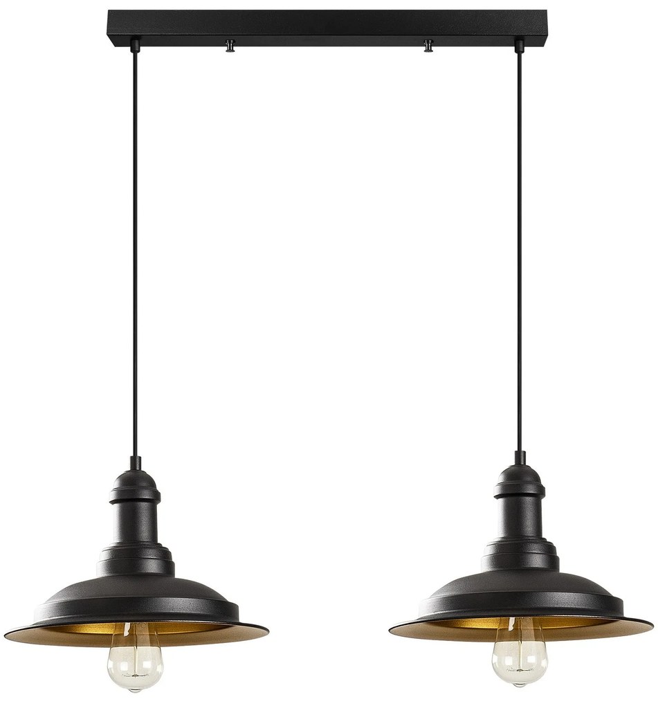 Candeeiro de Teto Saglam – Preto e Dourado – 62 x 30 cm