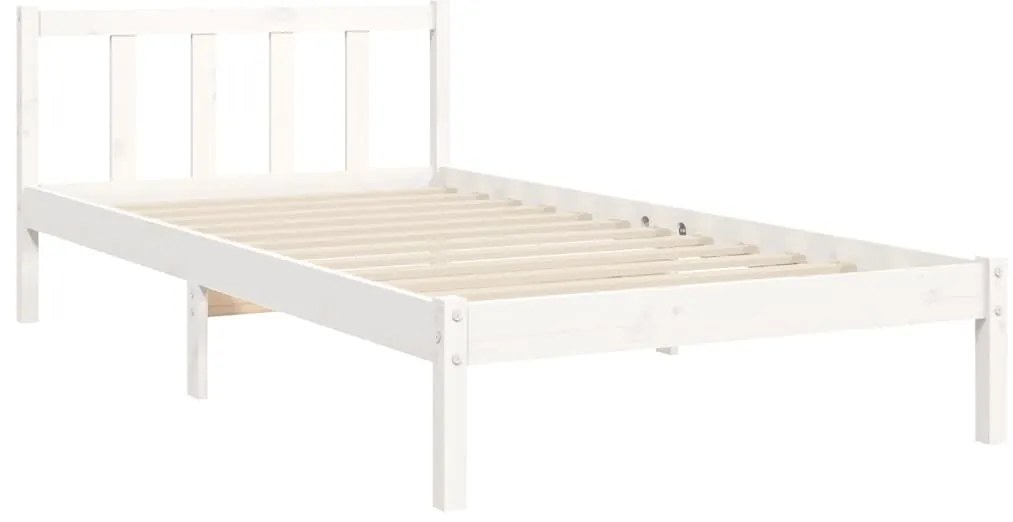 Cama sem colchão 100x200 cm madeira de pinho maciça branco