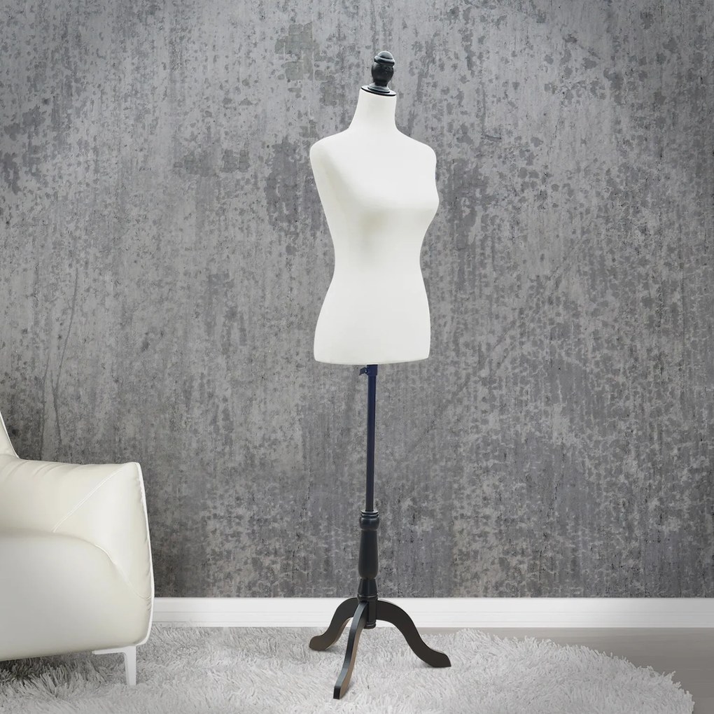 Manequim Feminino de Costura Busto de Senhora para Modistas Exibição Altura Ajustável a 130-168cm Branco
