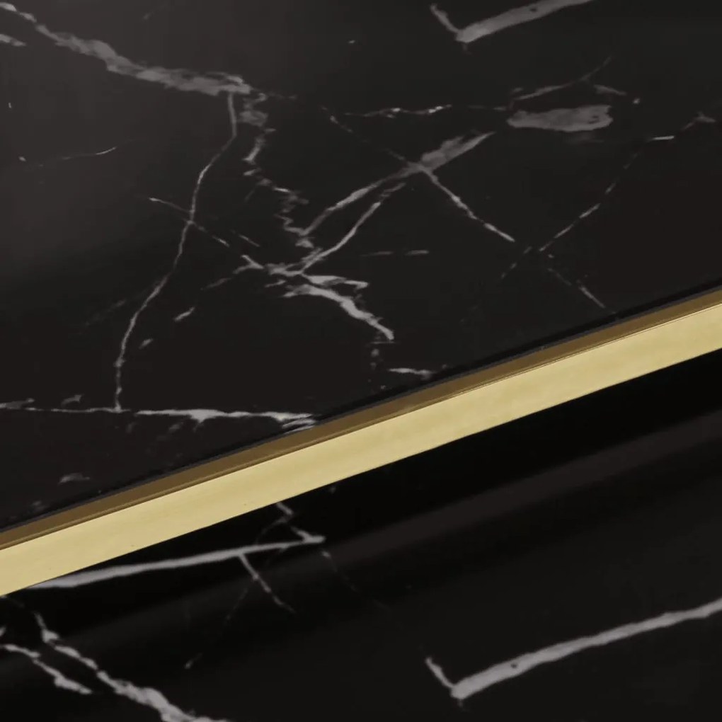 Mesa de centro aço inoxidável e vidro temperado dourado
