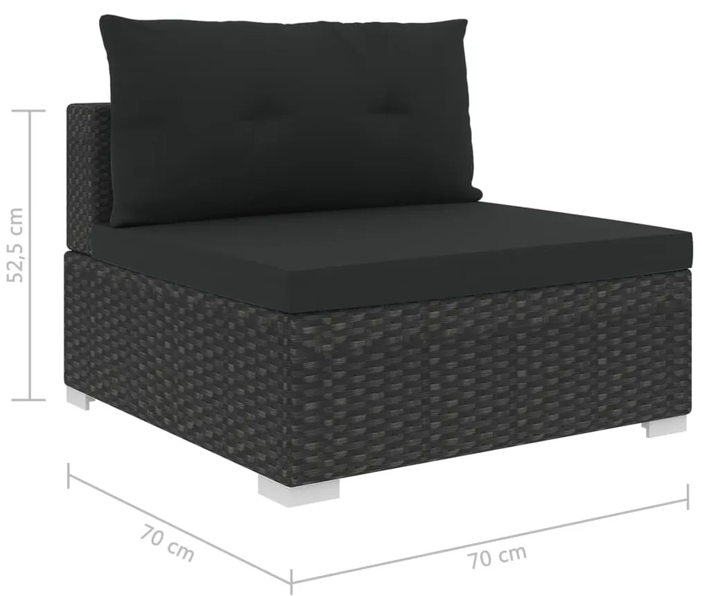 10 pcs conjunto lounge de jardim c/ almofadões vime PE preto