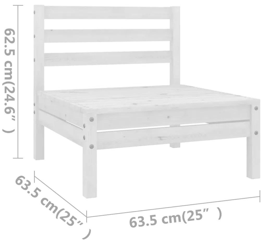 11 pcs conjunto lounge de jardim pinho maciço branco