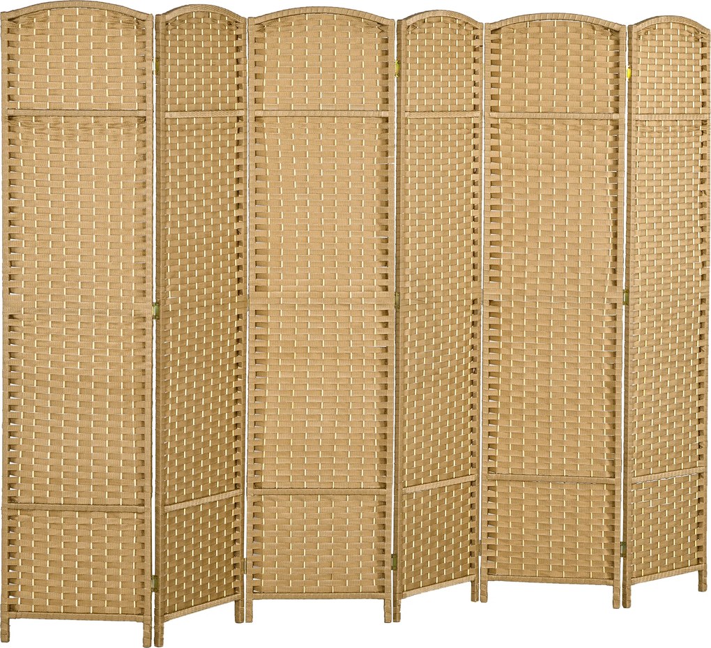 HOMCOM Biombo Interior em Madeira 6 Painéis 240x170 cm Separador de Ambientes Dobrável para Sala Quarto Natural | Aosom Portugal