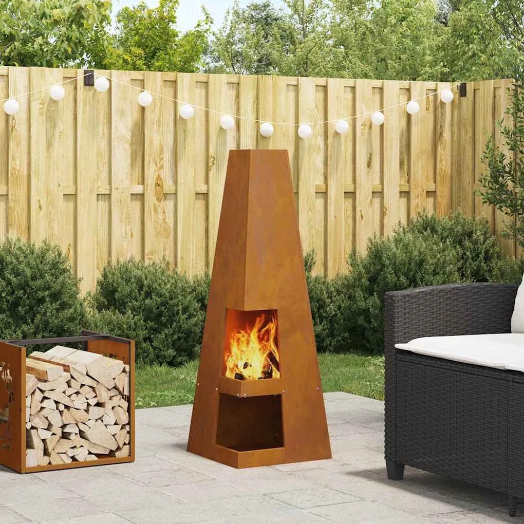 vidaXL Fire Pit Castanho 35 x 35 x 100 cm Aço corten