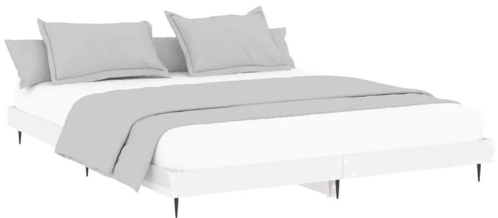 Estrutura de cama 200x200 cm derivados madeira branco brilhante