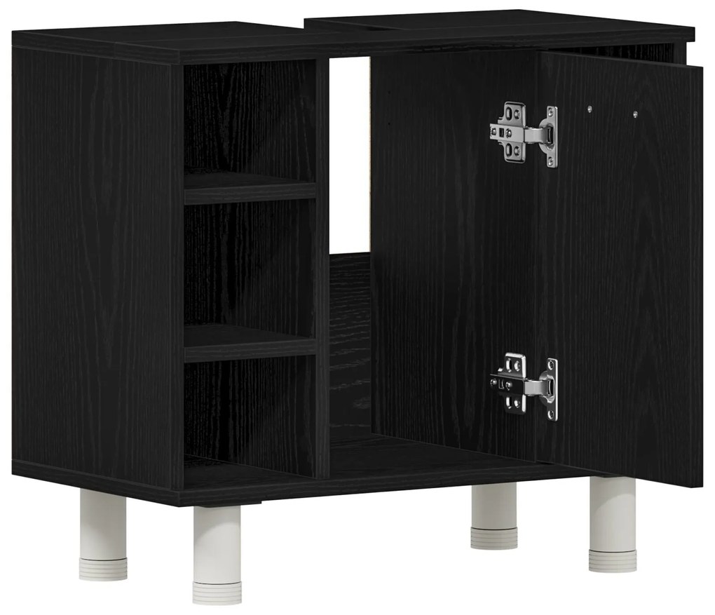 Armário de Banheiro vidaXL Preto Carvalho 60x32x54 cm Madeira Engenhar