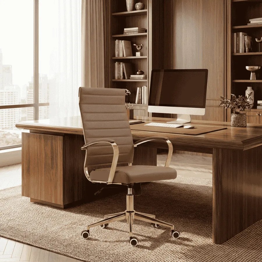 Cadeira de Escritório Havana Couro sintético castanho claro