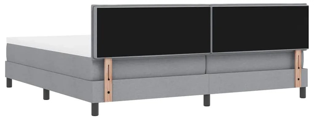 Cama Box com Colchão &amp; LED Cinza Claro 200x200 cm Tecido