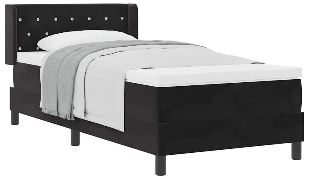 Cama Box Spring com Colchão vidaXL Preto 90x190 cm Veludo