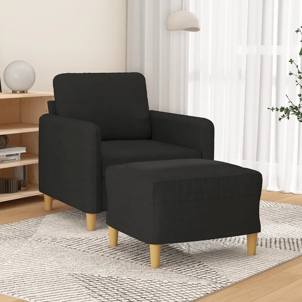 Poltrona com apoio de pés 60 cm tecido preto