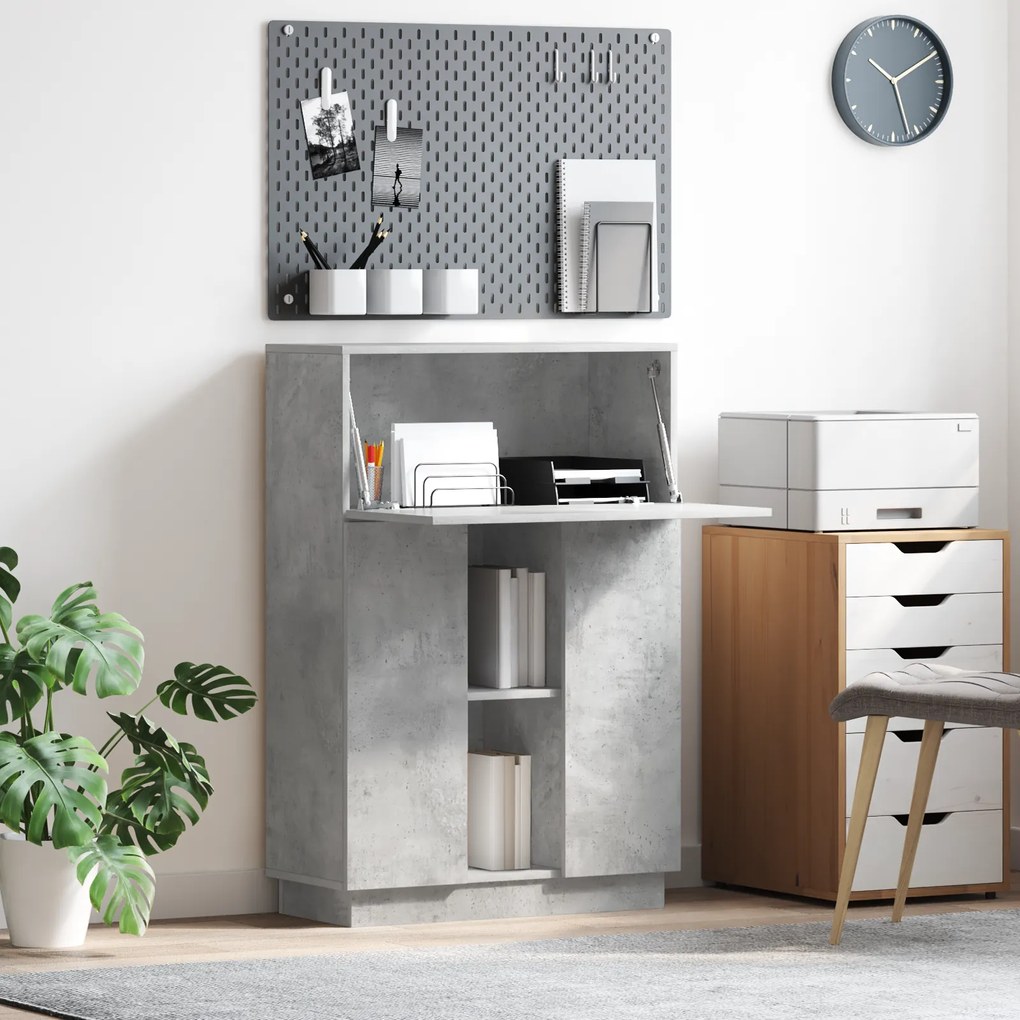 Mesa Cinza Concreto Cinza concreto Madeira engenheirada Padrão