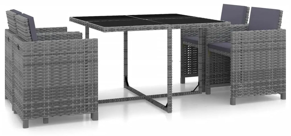 vidaXL Conjunto de jantar para jardim 13 pcs vime PE cinzento