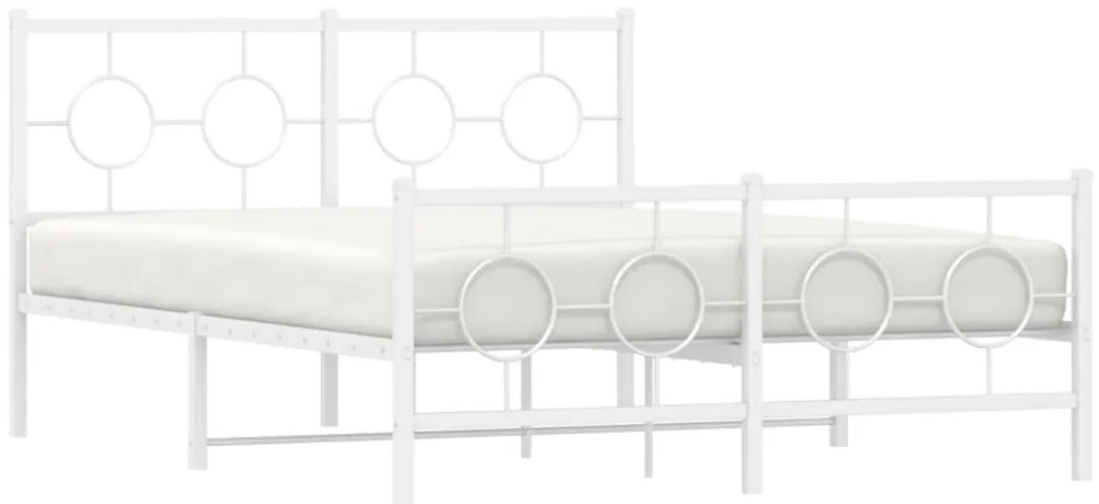 Estrutura de cama com cabeceira e pés 140x190 cm metal branco