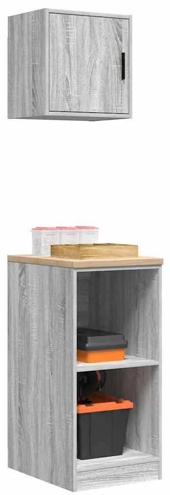 Armários de garagem 2 pcs derivados de madeira cinzento sonoma