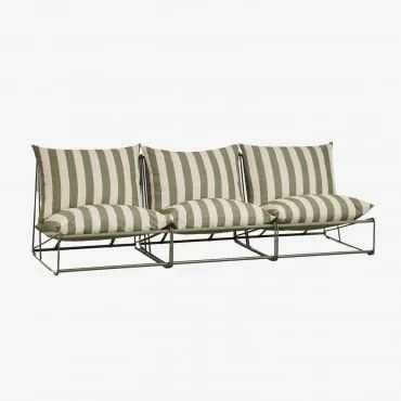 Sofá Modular De Jardim De 3 Peças Amaro Tapioca Beige - Verde Azeitona Profundo - Sklum