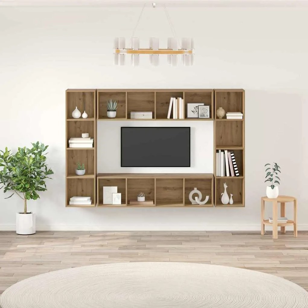 vidaXL Conjunto de móvel de TV 4 pcs Castanho 37 x 37 x 142.5 cm