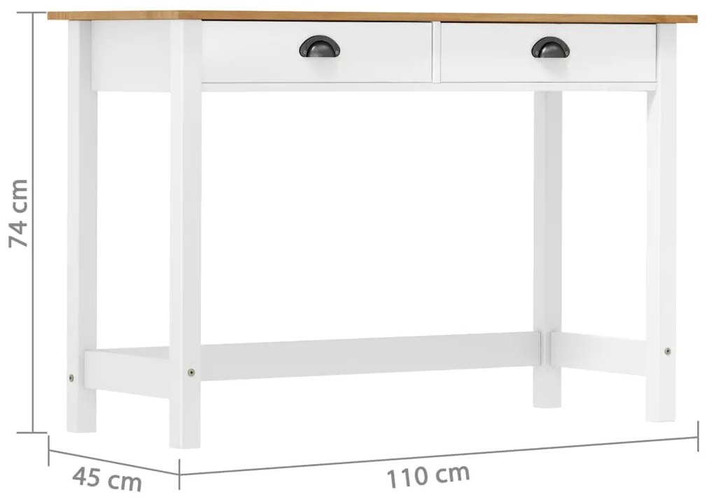 Mesa consola Hill c/ 2 gavetas 110x45x74 cm pinho maciço