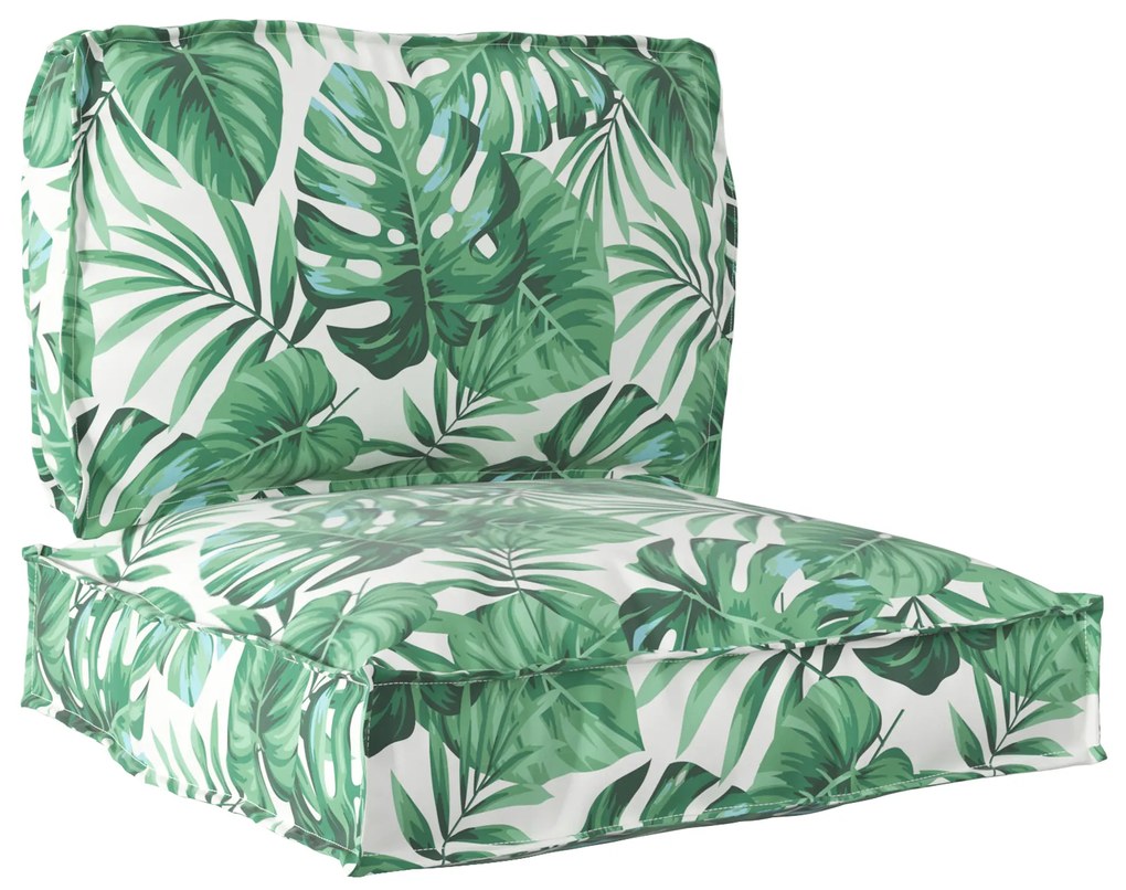 Conjunto de Almofadas de Palete com 2 Peças - Padrão de Folhas em Teci