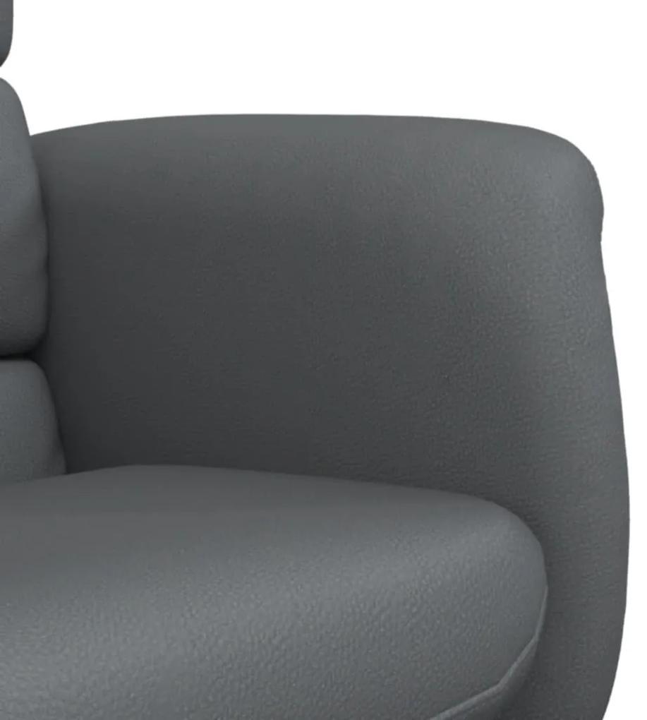 Cadeira reclinável com apoio de pés couro artificial cinzento