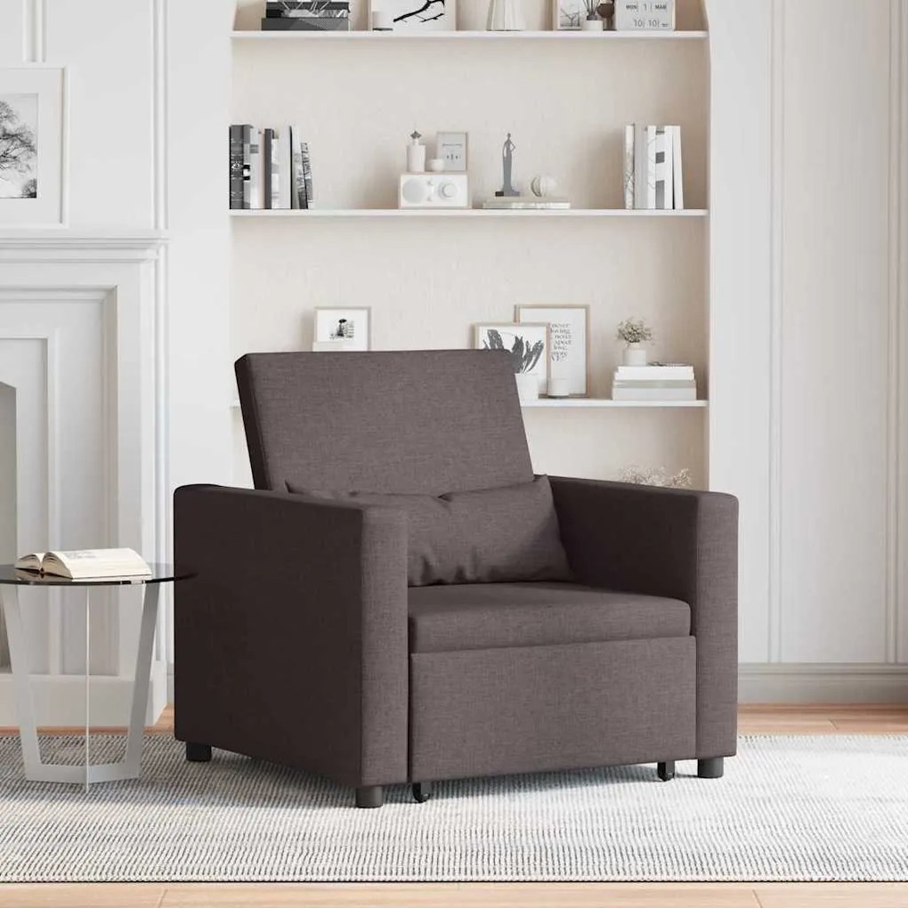vidaXL Sofá cama single Castanho escuro 90 x 165 x 87 cm tecido
