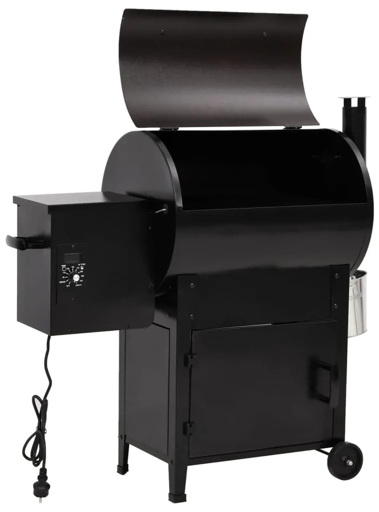 Grelhador a pellets com chaminé 104 cm ferro preto