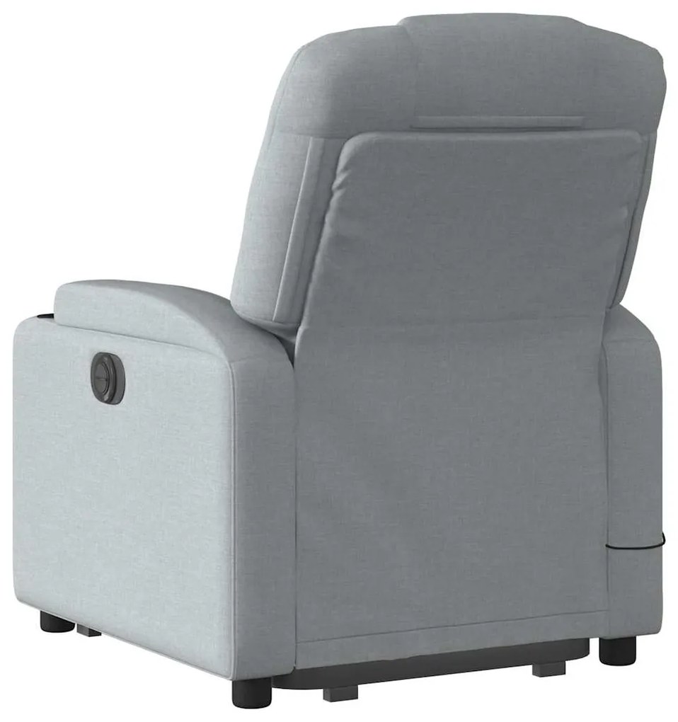 Poltrona reclinável massagens tecido cinzento-claro