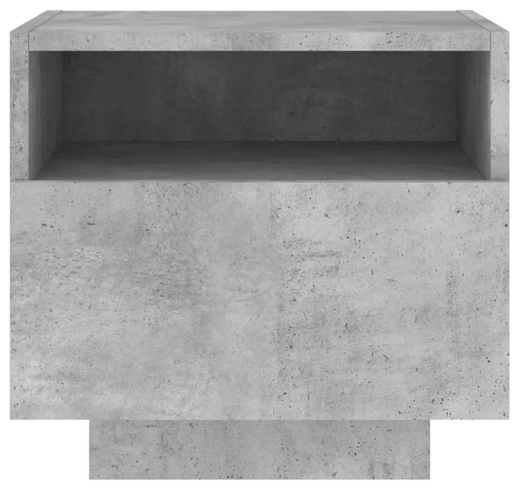 Mesas cabeceira c/ luzes LED 2 pcs 40x39x37 cm cinzento-cimento