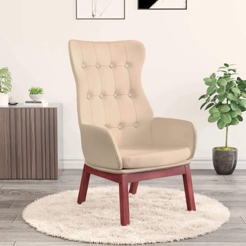 341270 vidaXL Cadeira de descanso tecido cor creme