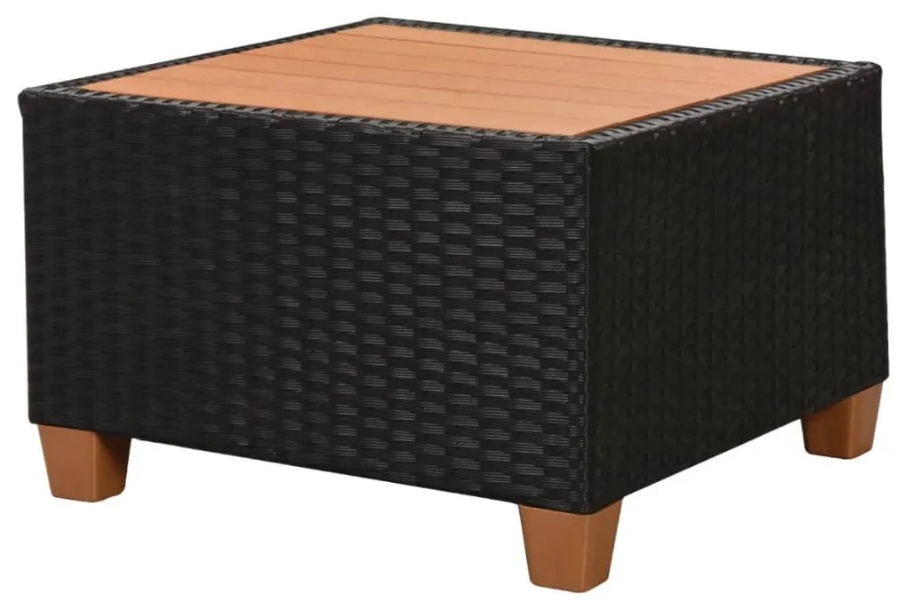 4 pcs conjunto lounge de jardim c/ almofadões vime PE preto