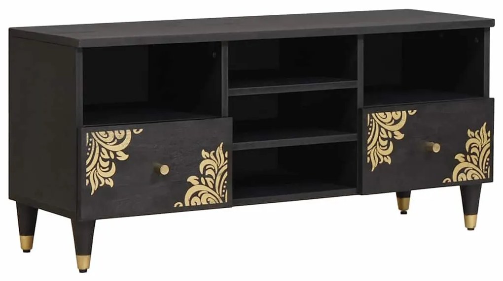 vidaXL Gabinete para TV Preto 100 x 33 x 46 cm Madeira de manga maciça
